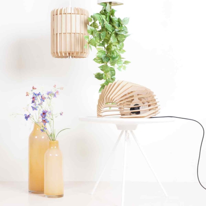 Wall Spin houten muurlamp met koordset wit - Medium 