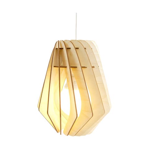 Spin S houten hanglamp small - met koordset wit - Ø 25 cm