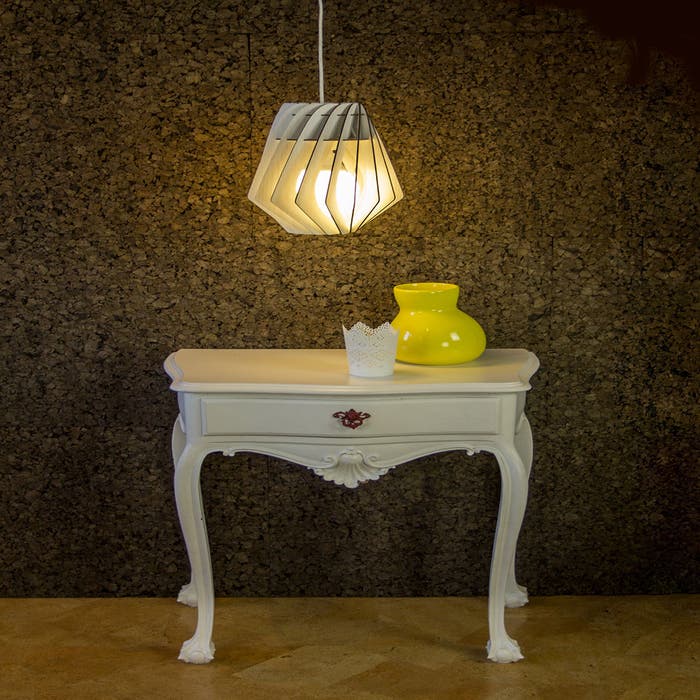 Spin S houten hanglamp small - met koordset wit - Ø 25 cm 