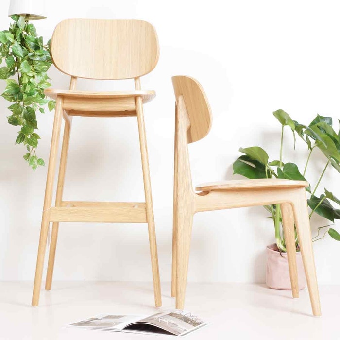 Bonn houten barkruk naturel - 77 cm  