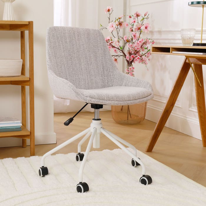 design bureaustoel beige gemêleerd - wit onderstel Nout-Isa 