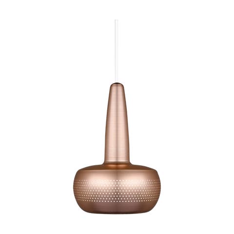 Clava hanglamp brushed copper - met koordset wit - Ø 21,5 cm