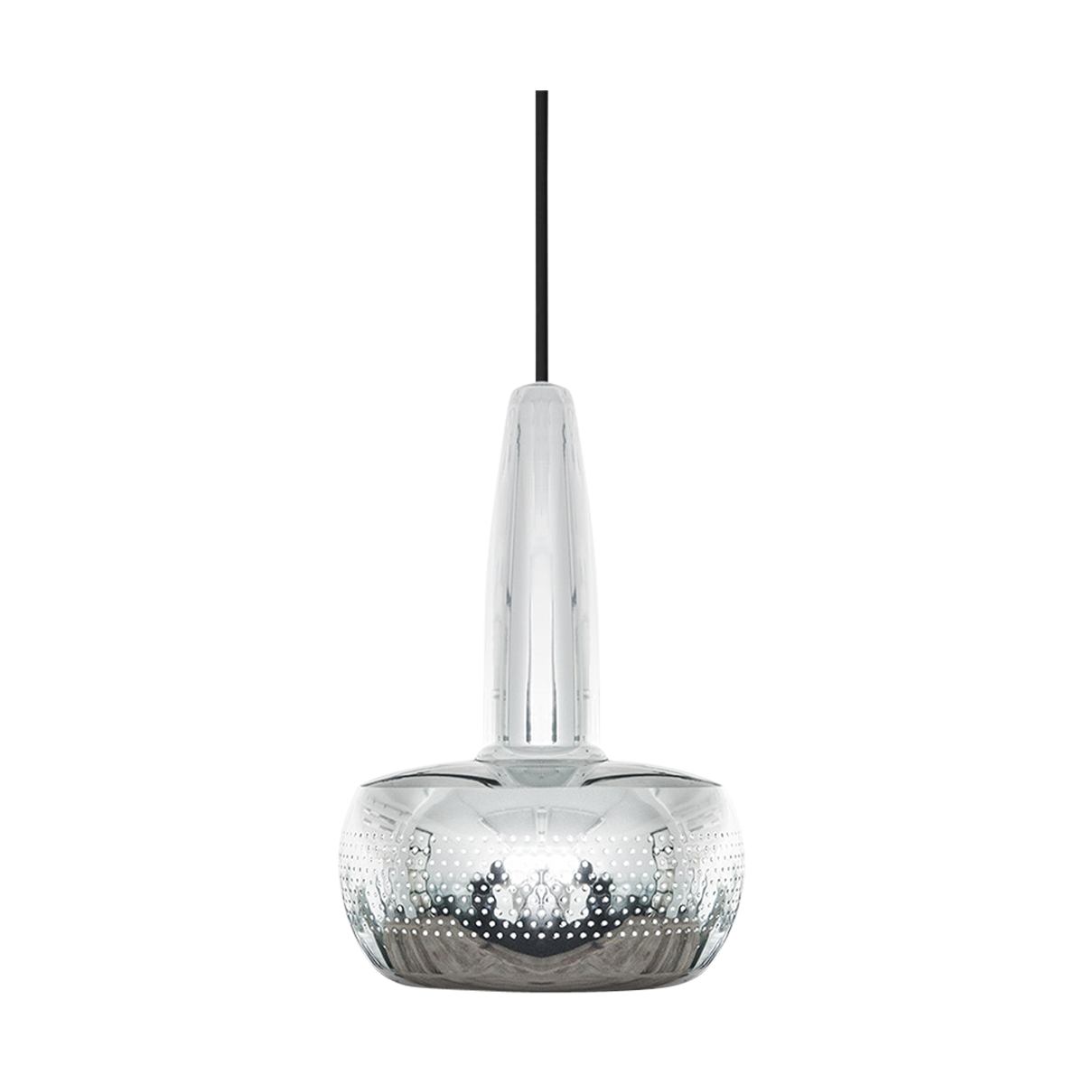 Clava hanglamp polished steel - met koordset zwart - Ø 21,5 cm