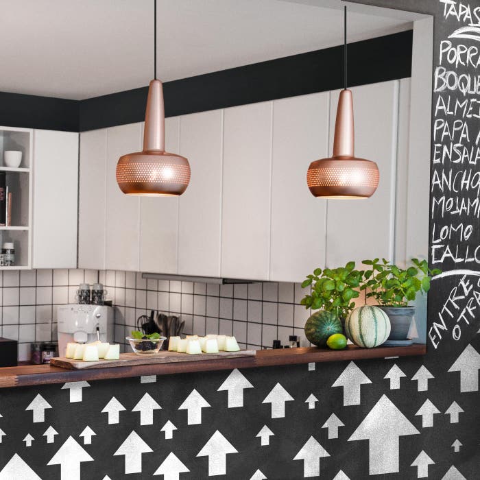 Clava hanglamp brushed copper - met koordset zwart - Ø 21,5 cm - koper - aluminium