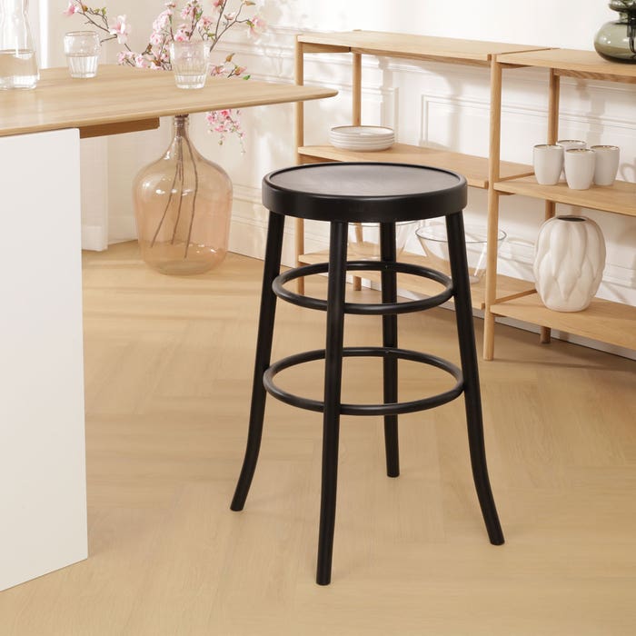 Lauren houten barkruk zwart - 75 cm - keuken - buighouten - bar