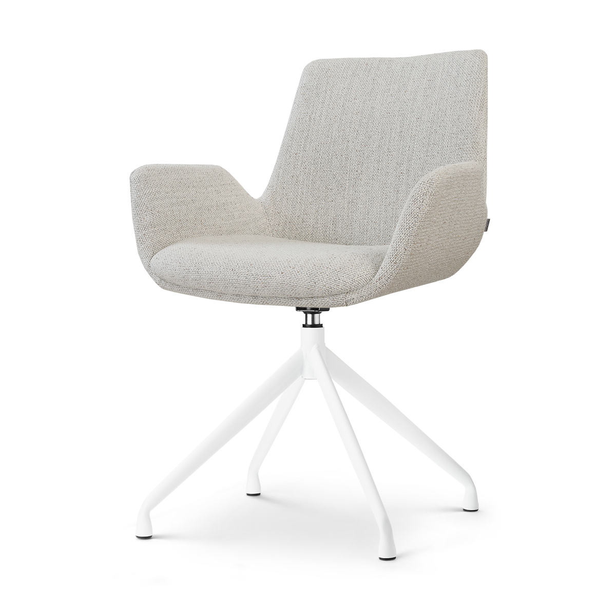 Nola-Eef draaibare eetkamerstoel beige gemêleerd - wit onderstel