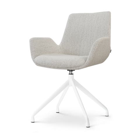 Nola-Eef draaibare eetkamerstoel beige gemêleerd - wit onderstel
