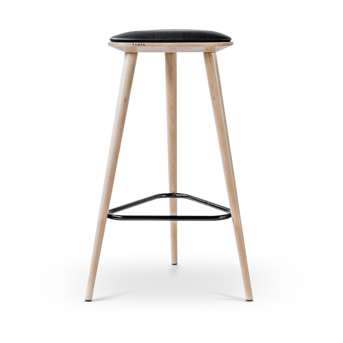 Finn houten barkruk whitewash met zitkussen - 63 cm