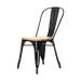 Metalen eetkamerstoel zwart - met houten zitting
