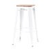 Metalen barkruk wit - met houten zitting - 65 cm
