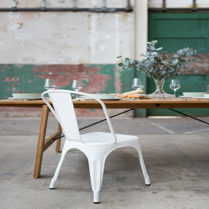 Metalen eetkamerstoel wit - horeca stoel - eetatfelstoel - bistro stoel - tolix stoelen