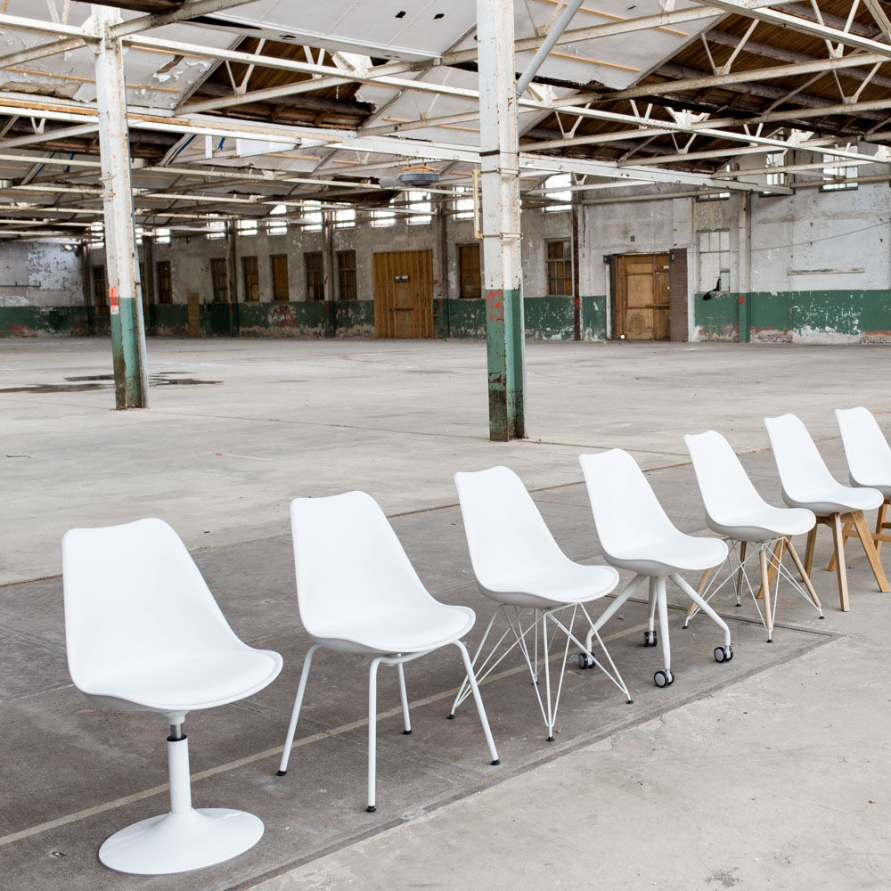 Fuerta bureaustoel wit - wit onderstel - ronde voet - vergaderstoel - tulp