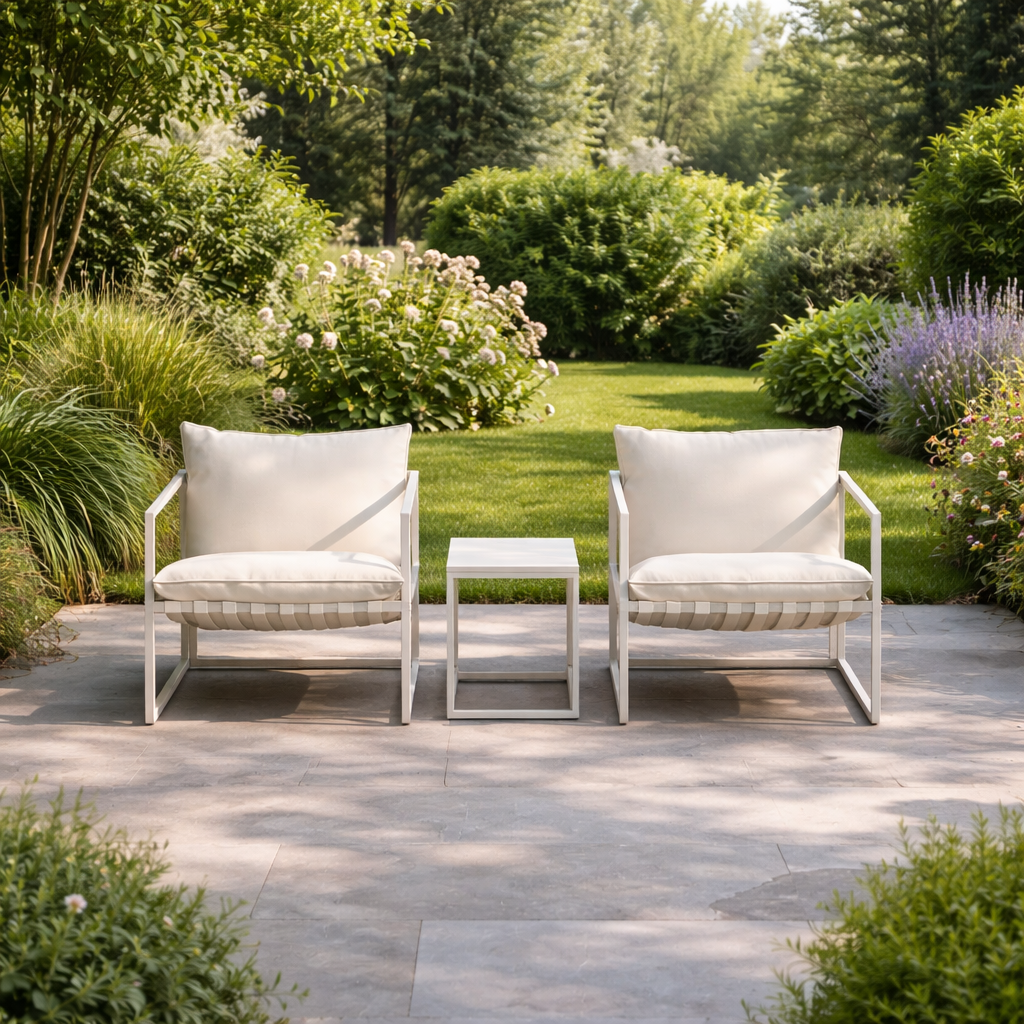 Ebba tuin loungeset beige 3 delig – twee stoelen en een salontafel - met zitkussens tuinset - buiten - 2 persoons - outdoor