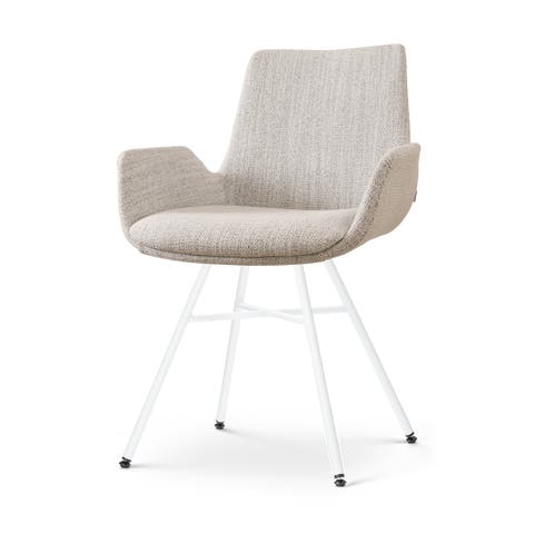 Noa-Eef eetkamerstoel beige gemêleerd - wit onderstel