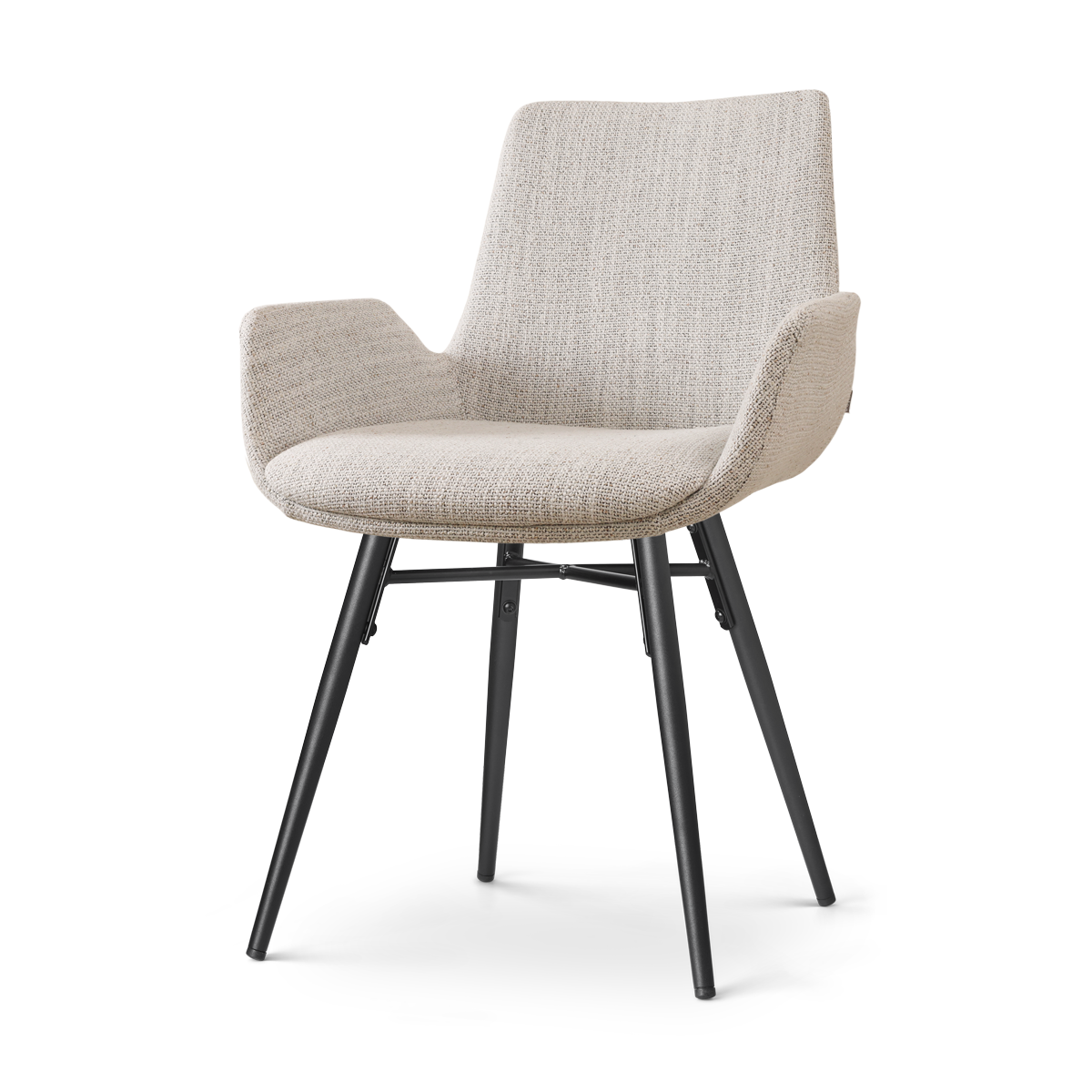 Nova-Eef eetkamerstoel beige gemêleerd - zwart onderstel