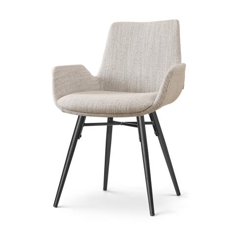 Nova-Eef eetkamerstoel beige gemêleerd - zwart onderstel