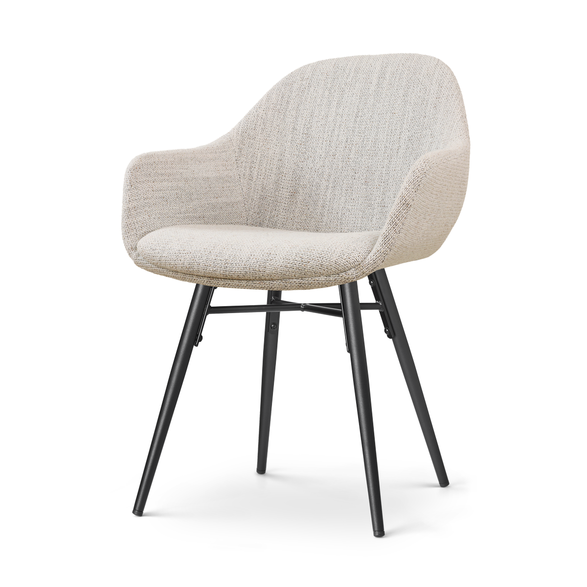 Nova-Mae eetkamerstoel beige gemêleerd - zwart onderstel
