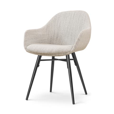 Nova-Mae eetkamerstoel beige gemêleerd - zwart onderstel