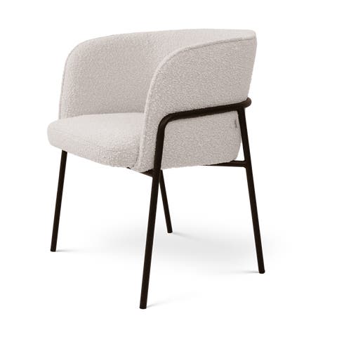 Josefien eetkamerstoel bouclé beige - zwart onderstel