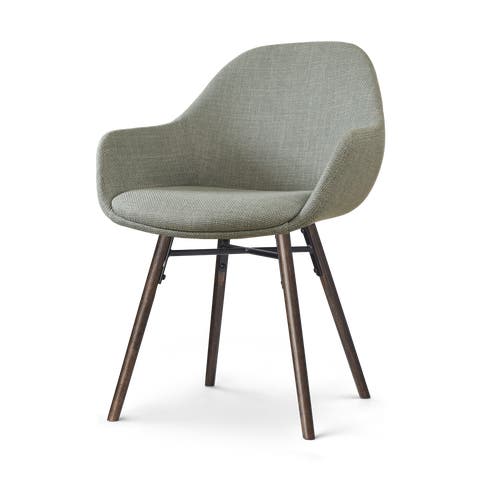 Nena-Mae eetkamerstoel saliegroen - walnoot houten onderstel