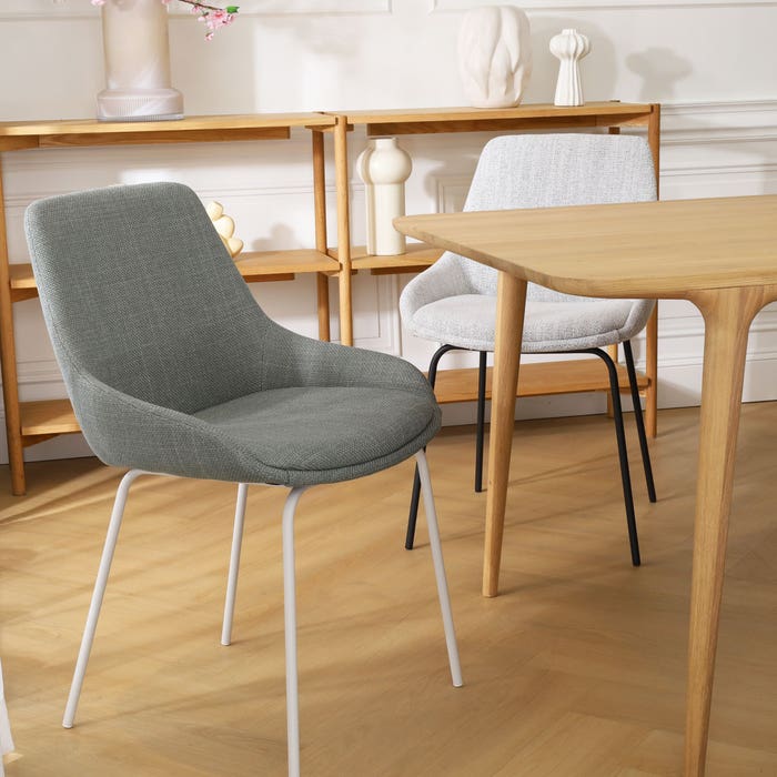 design eetkamerstoel groen - wit onderstel Nora-Isa