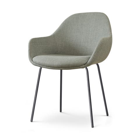 Nora-Mae eetkamerstoel saliegroen - zwart onderstel