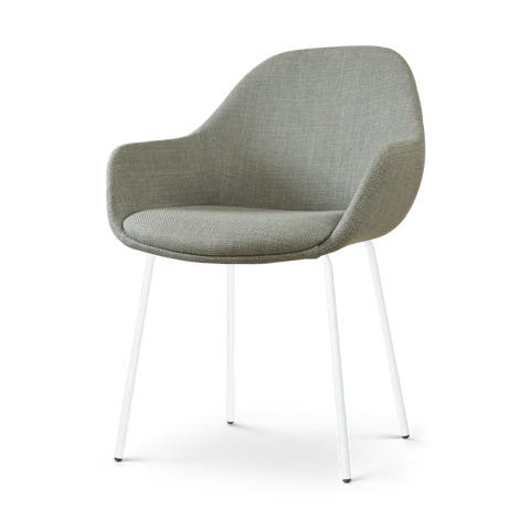 Nora-Mae eetkamerstoel saliegroen - wit onderstel