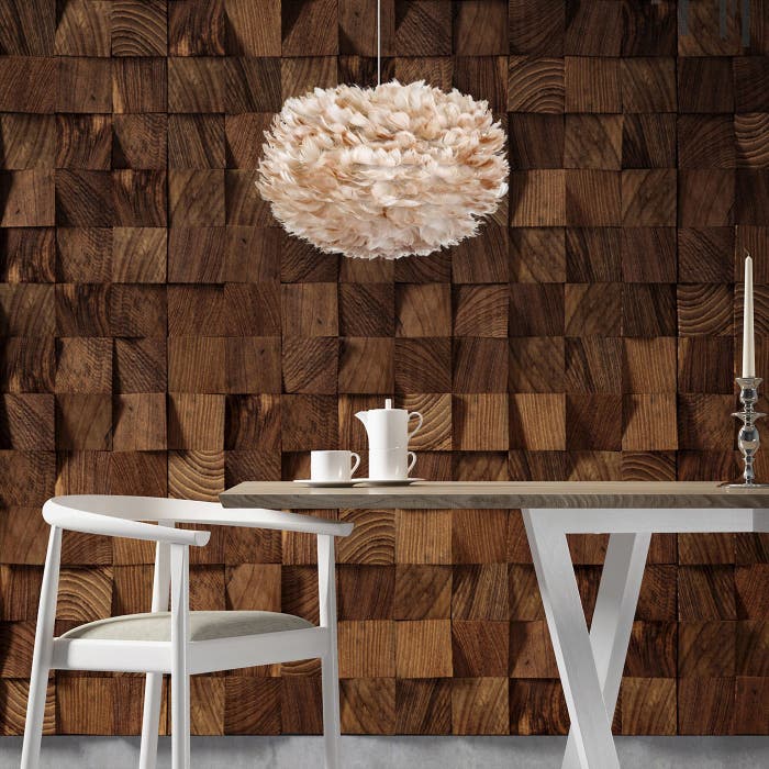 Eos Medium hanglamp light brown - met koordset wit - Ø 45 cm - licht bruine - veren