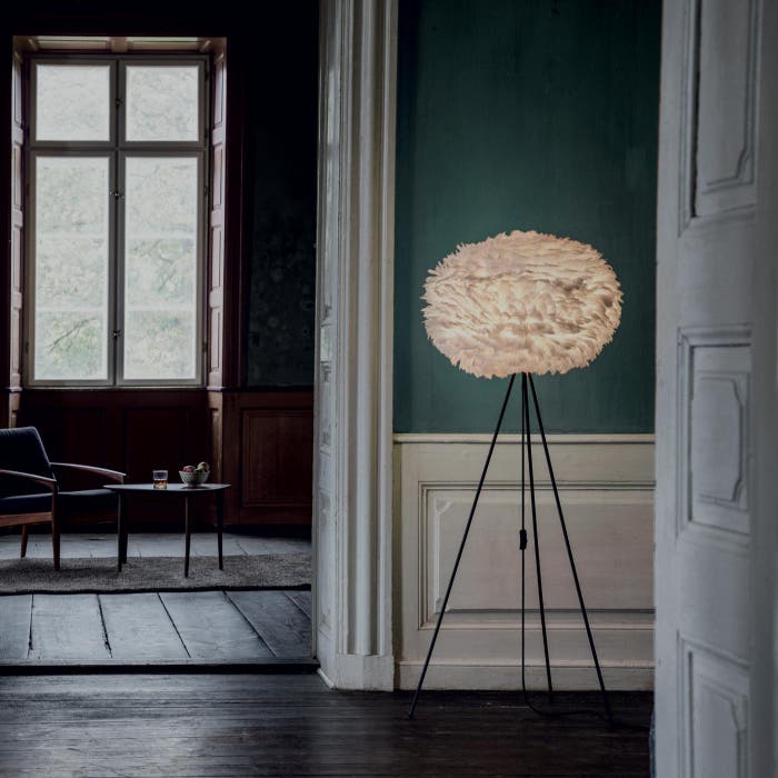 Eos large vloerlamp white - met tripod zwart - Ø 65 cm 