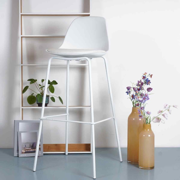 Ferro barkruk wit - wit onderstel - 75 cm - keuken