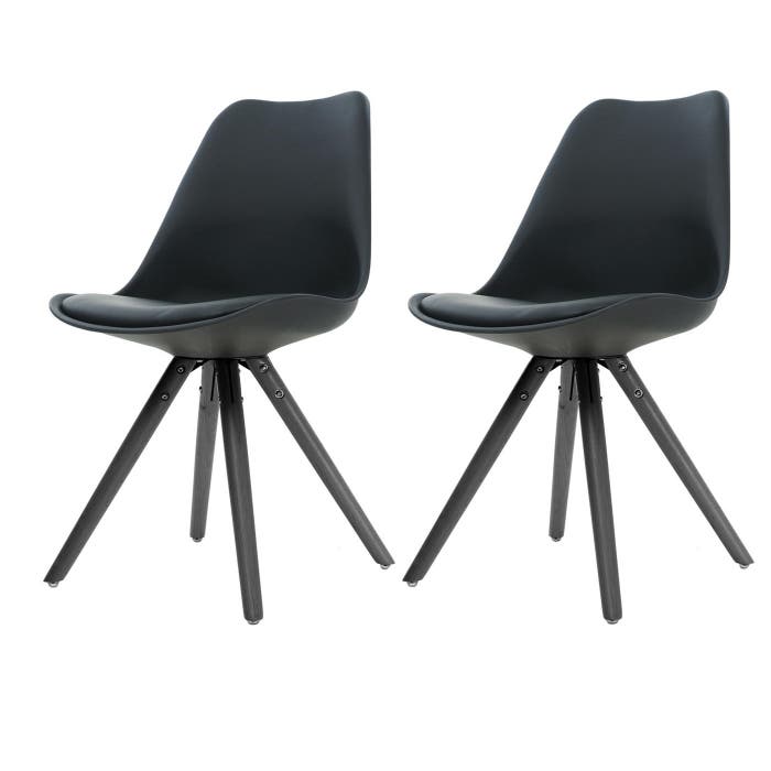 Legno stoel zwart - Zwart onderstel - Set van 2