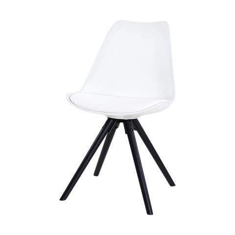Legno eetkamerstoel wit - zwart houten onderstel