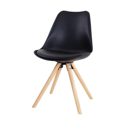 Legno eetkamerstoel zwart - houten onderstel