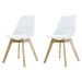 Madera eetkamerstoel wit - Houten onderstel - Set van 2