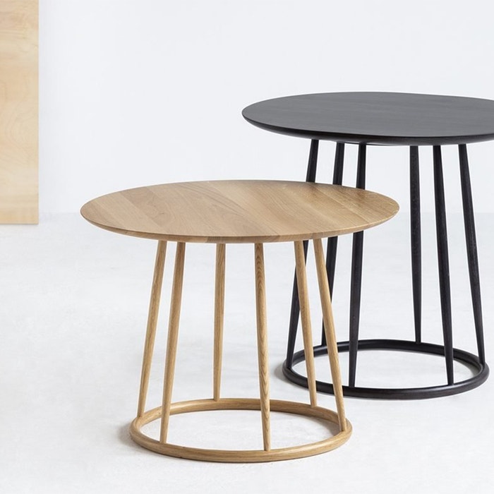Lio houten salontafel zwart - Ø 60 cm - koffietafel - bijzettafel - industriele - modern - woonkamer