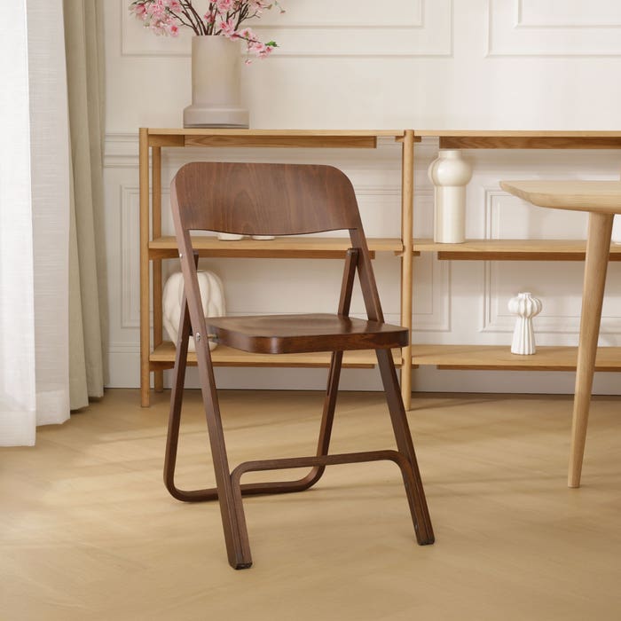 Flip houten klapstoel walnoot - vouwstoel - horeca - retro - inklapbaar