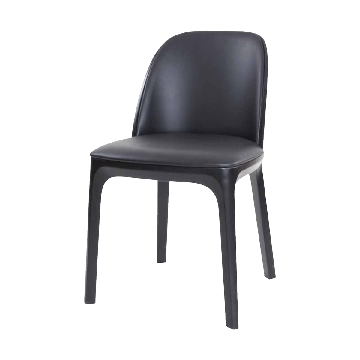 Lotte houten eetkamerstoel zwart - met grijze leren bekleding