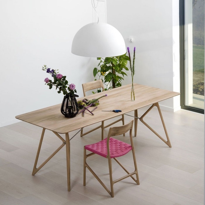 Tink table houten eettafel whitewash - 200 x 90 cm - tafel - eetkamertafel - 6 persoons - massief eiken - rechthoekig - scandinavisch - licht eiken