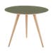 Arp side table houten bijzettafel whitewash - met linoleum tafelblad olive - Ø 55 cm
