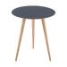 Arp side table houten bijzettafel whitewash - met linoleum tafelblad smokey blue - Ø 45 cm
