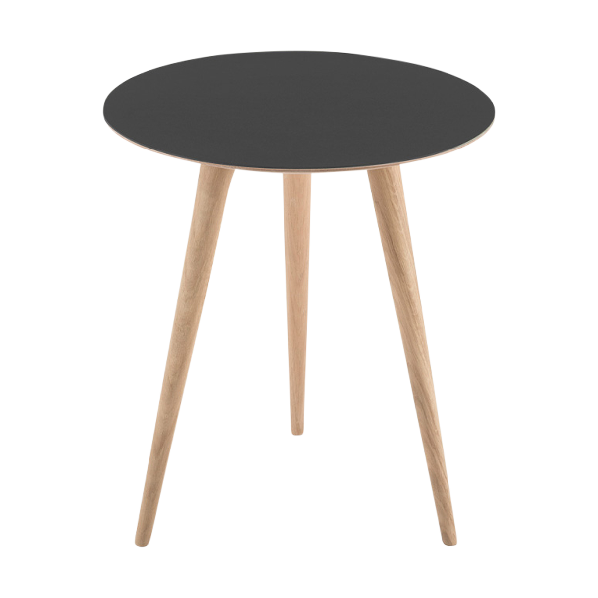 Arp side table houten bijzettafel whitewash - met linoleum tafelblad nero - Ø 45 cm