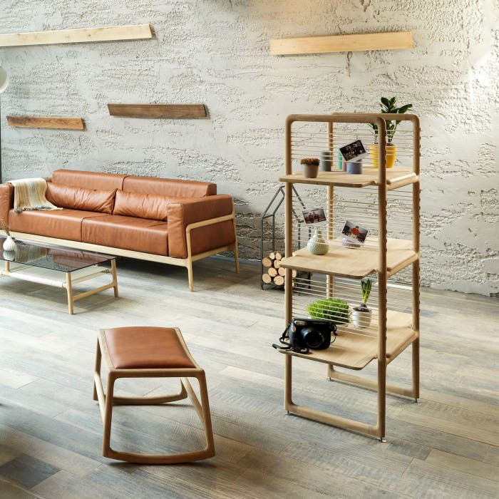 Muse room divider houten boekenkast whitewash - 140 cm - wandkast - open kast - eiken - woonkamer - scandinavisch