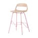 Leina bar chair - barkruk met houten zitting en roze onderstel - 65 cm