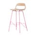 Leina bar chair - barkruk met houten zitting en roze onderstel - 75 cm