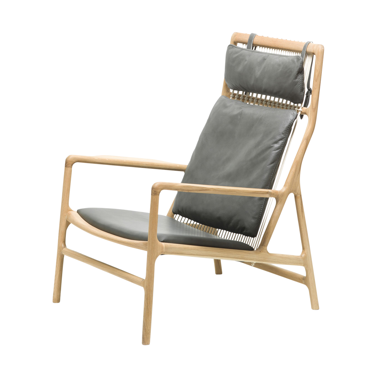 Dedo lounge chair whitewash eiken - dakar leather grey zitting