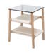 Fawn side table houten bijzettafel whitewash - met glazen tafelblad grey - 42 x 34 cm