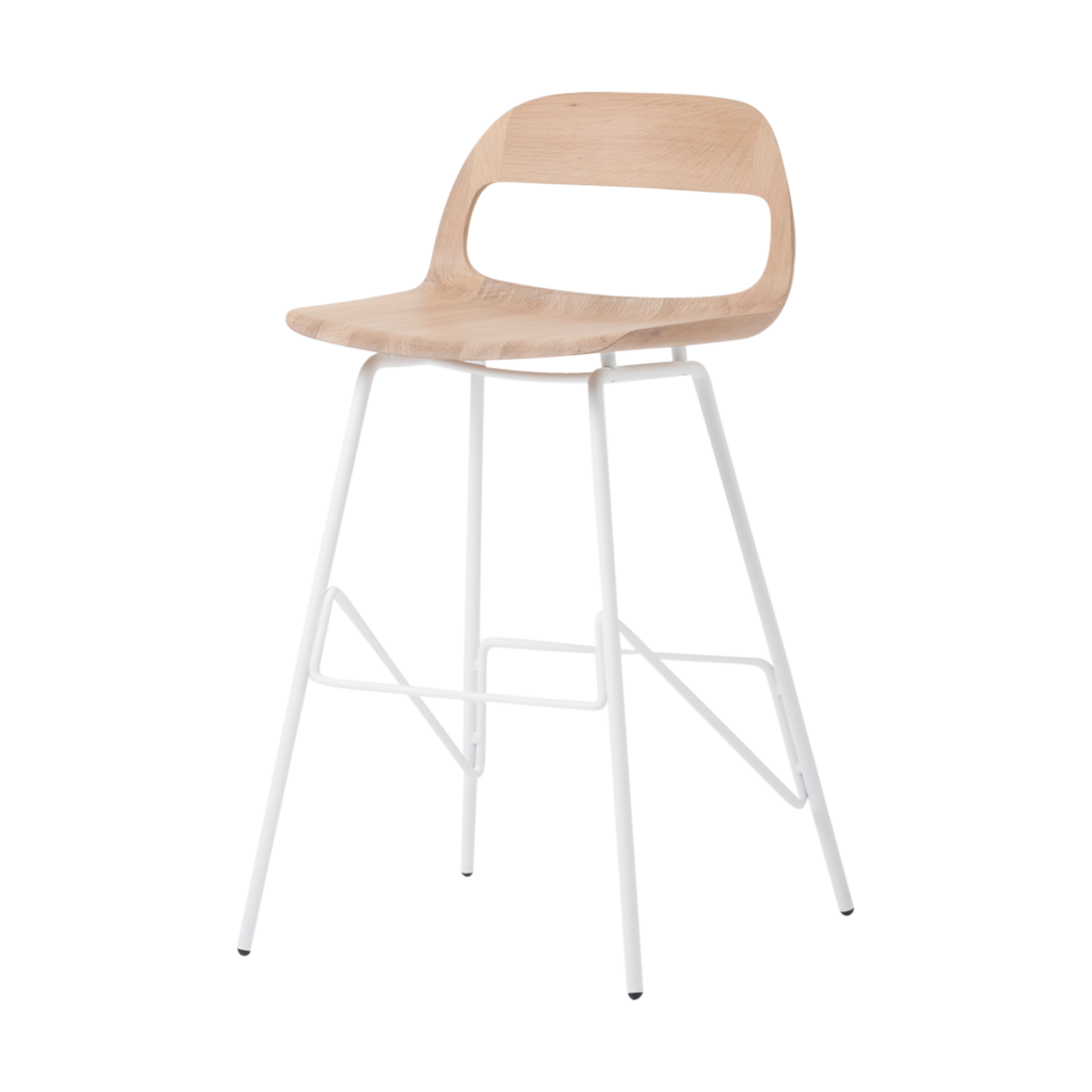 Leina bar chair - barkruk met houten zitting en wit onderstel - 65 cm