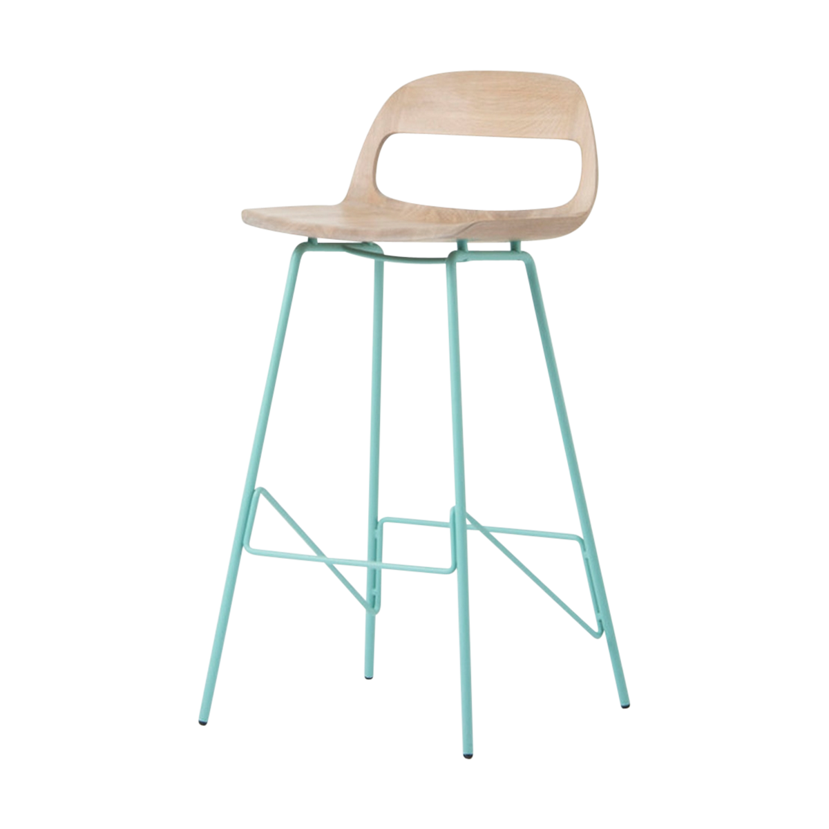 Leina bar chair - barkruk met houten zitting en groen onderstel - 75 cm 
