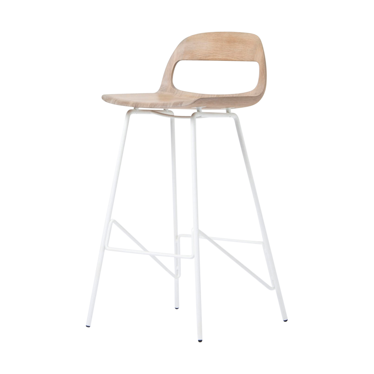 Leina bar chair - barkruk met houten zitting en wit onderstel - 75 cm 