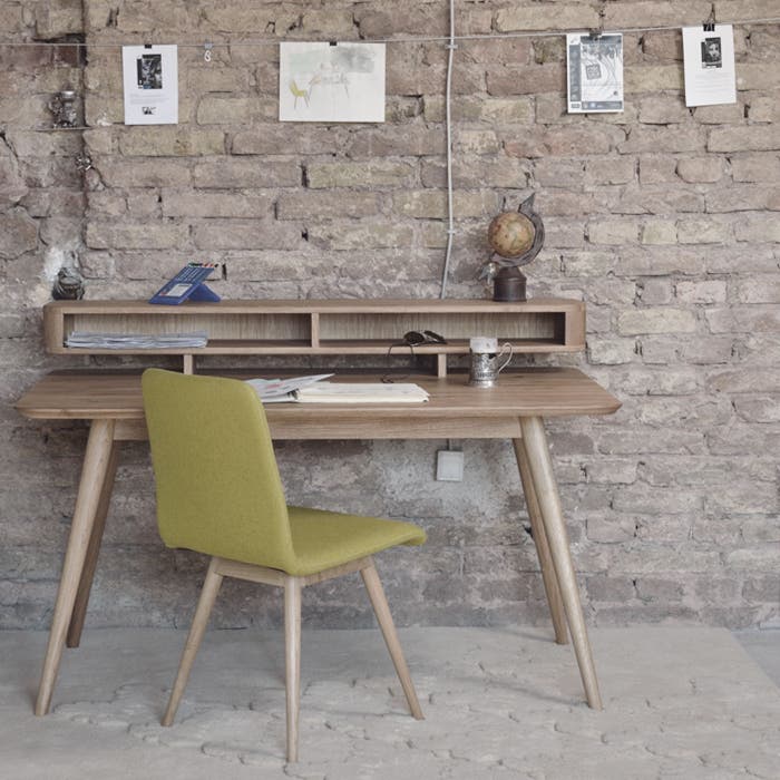 Stafa desk houten bureau whitewash - 140 x 80 cm - eiken